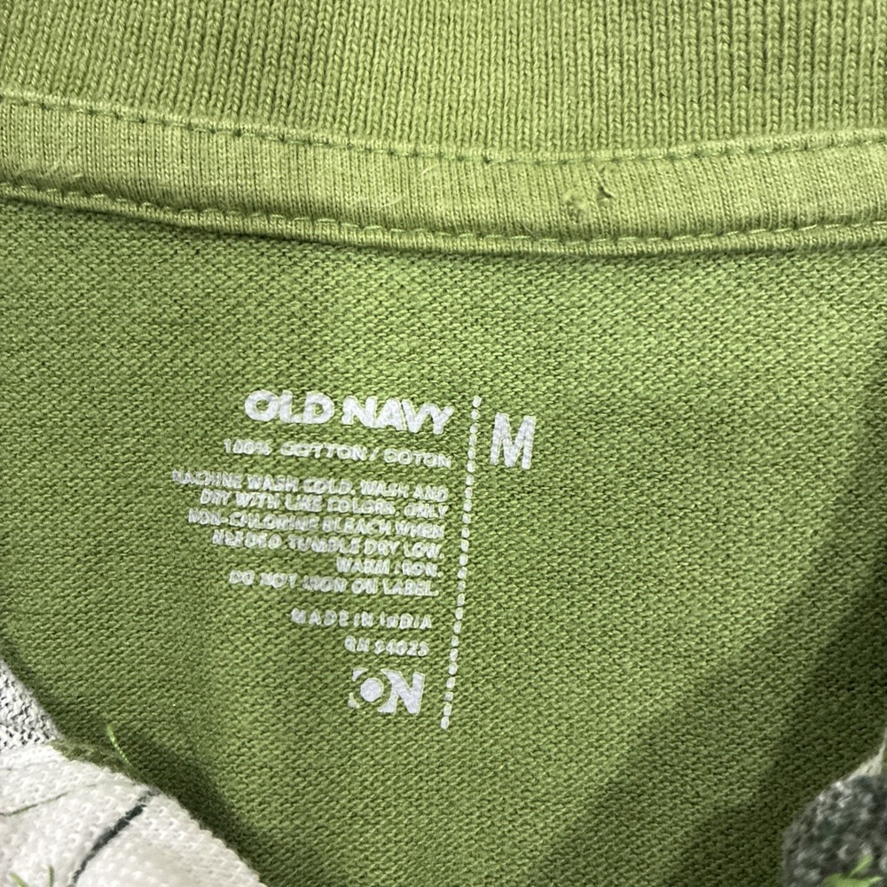 Old Navy Polo Shirt Women's Medium Green Argyle Print Cropped Y2K - Picture 2 of 9